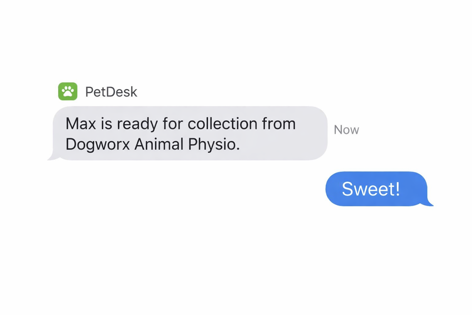 SMS animal collection reminder messages